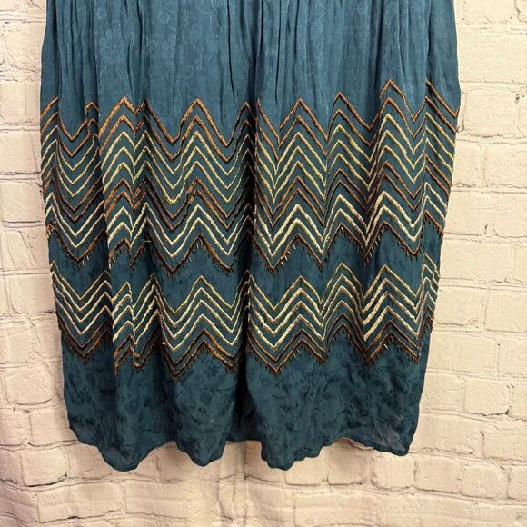 Anthropologie Meadow Rue Beaded Embroidered V Neck Dress Size 14  B - Picture 4 of 9